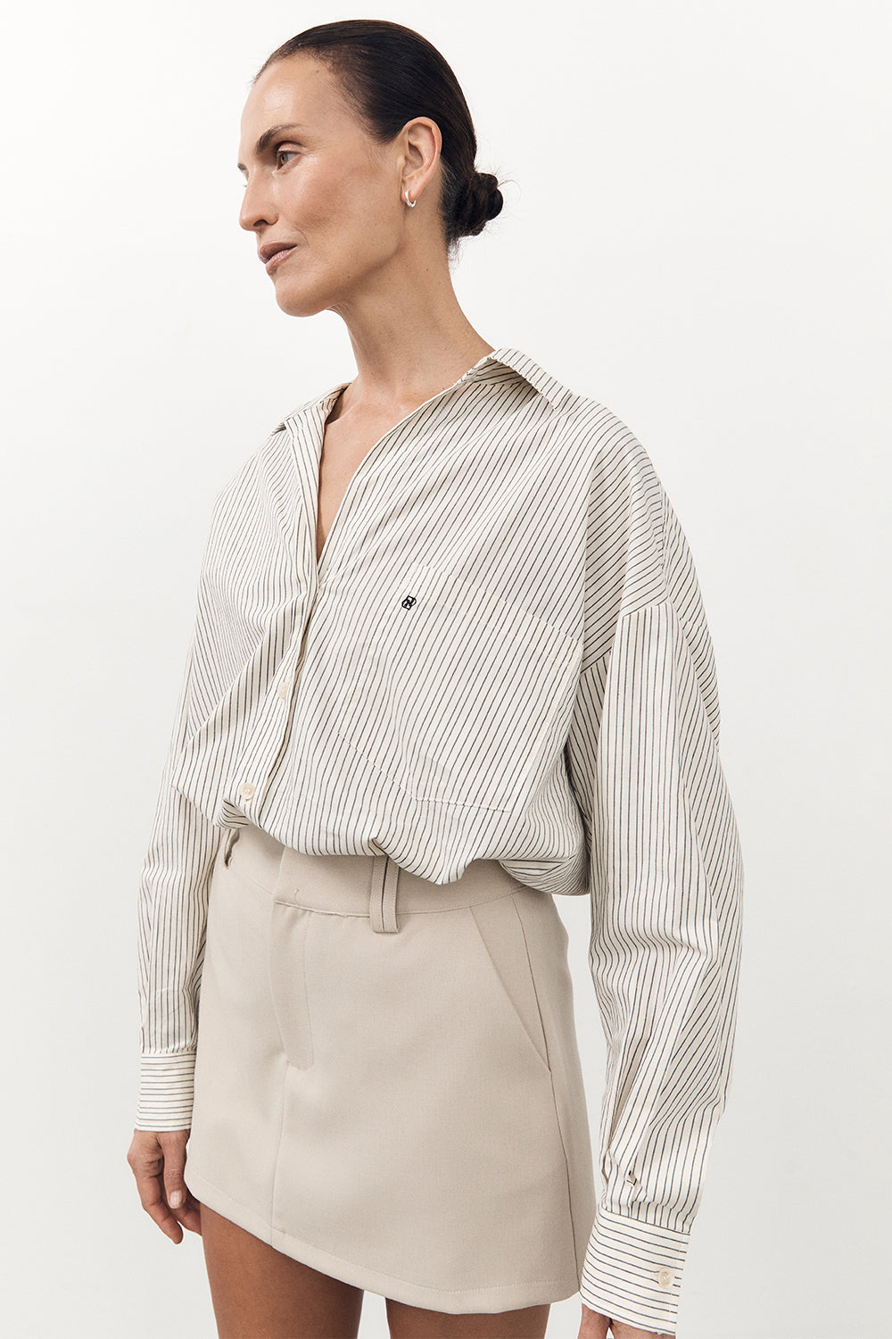 DISSH Ayla Cream Stripe Cotton Oversized Shirt
