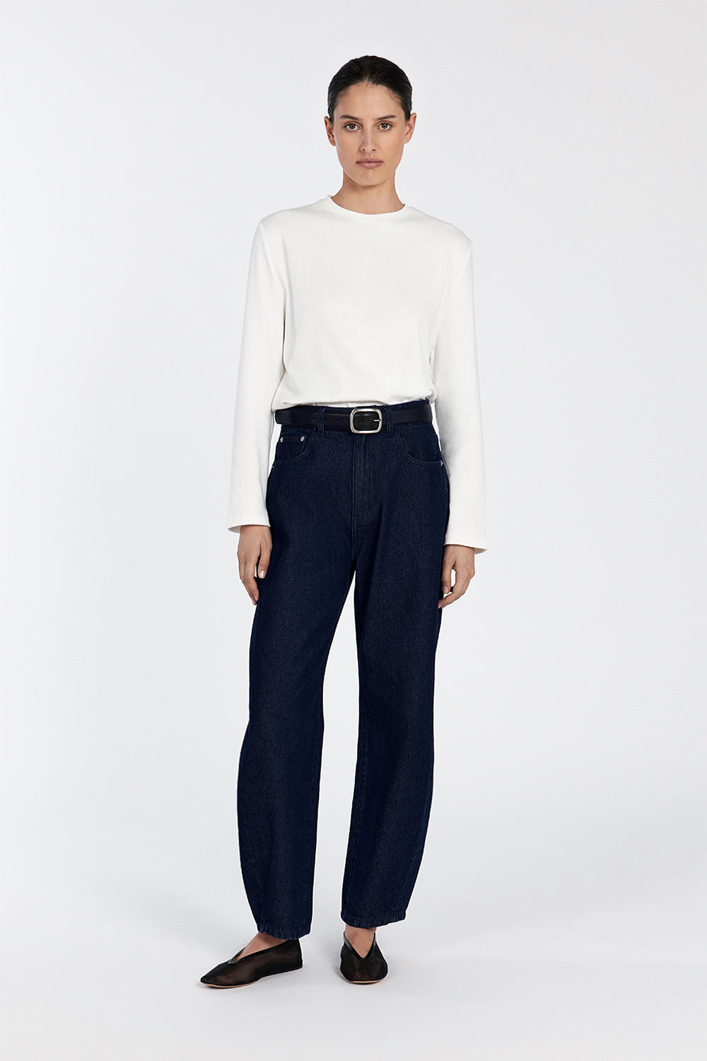DISSH Signature Off White Long Sleeve T-Shirt – Ribbed Crew Neck