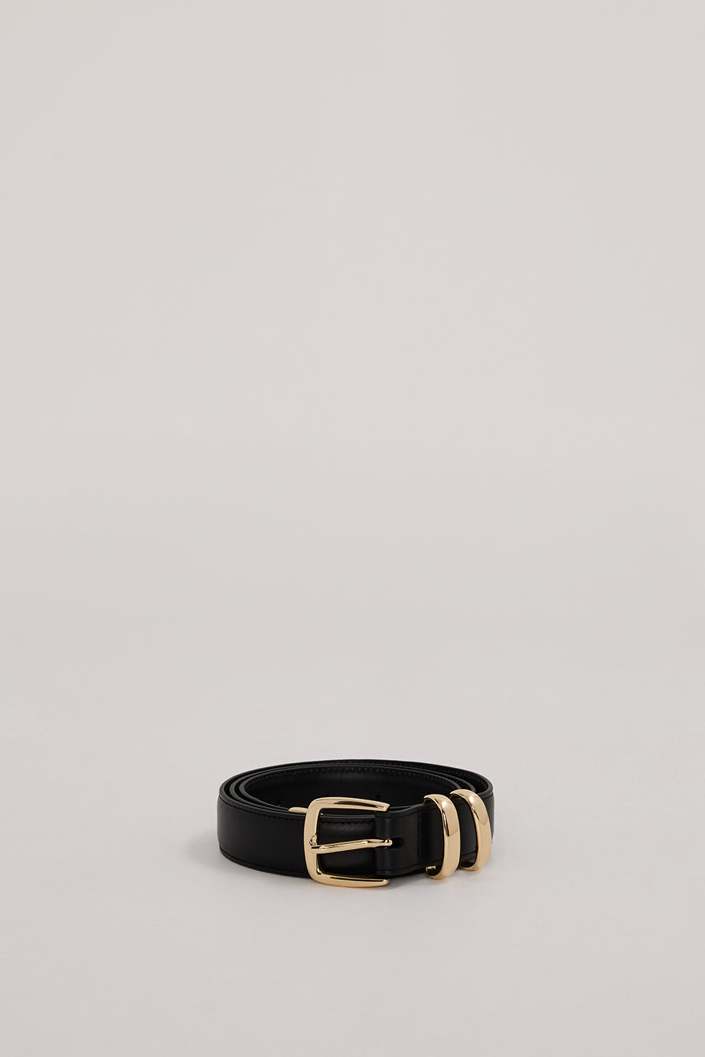 SENSO Black Leather Belt with Gold Hardware – Adjustable Thin Strap