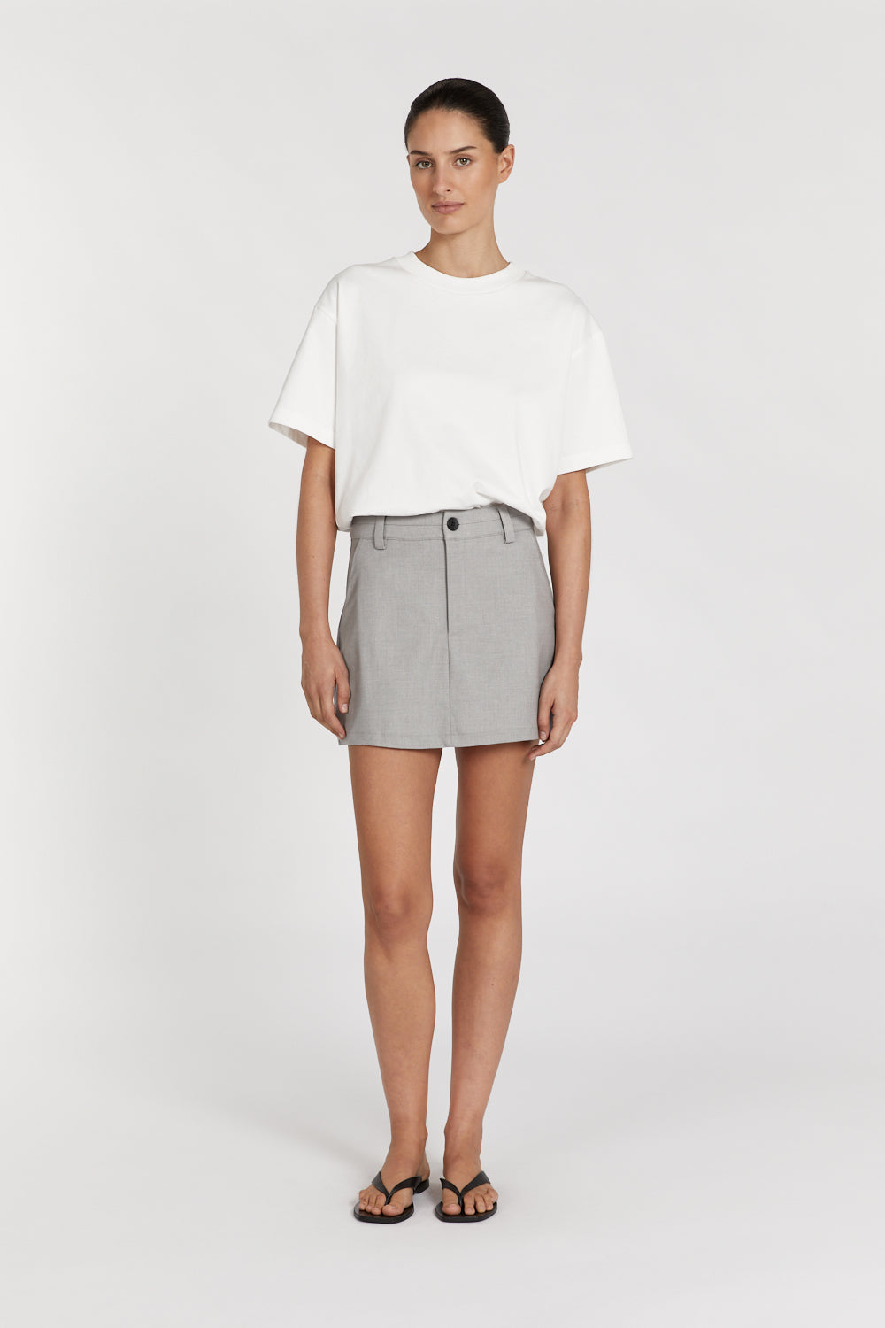 Dylan High Waisted Silver Skort with Pockets