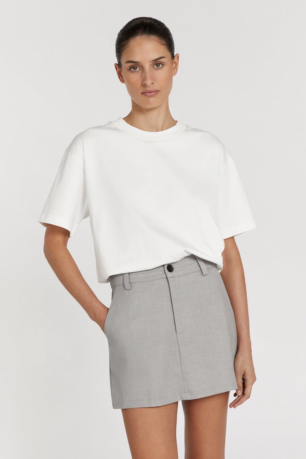 Dylan High Waisted Silver Skort with Pockets