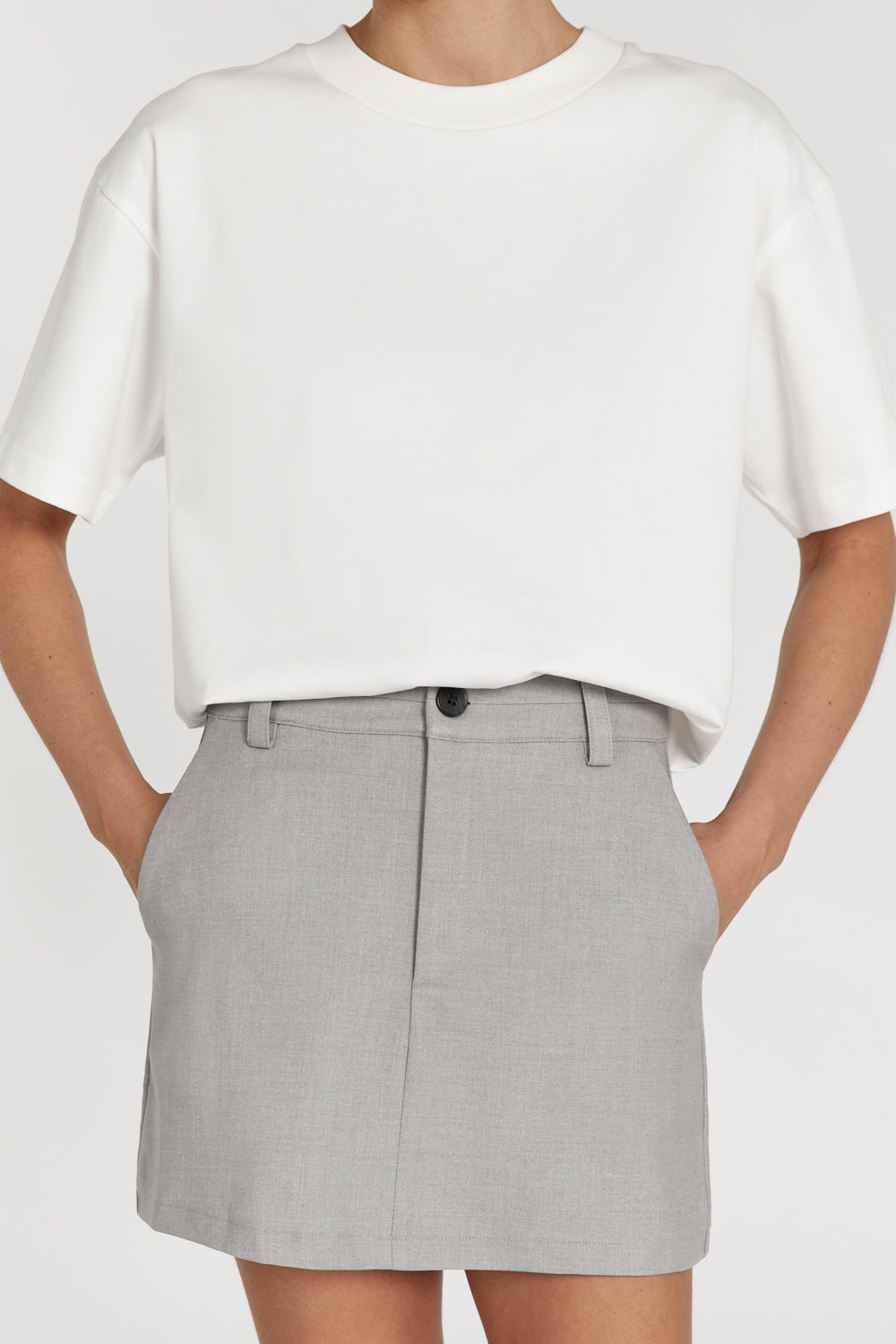 Dylan High Waisted Silver Skort with Pockets