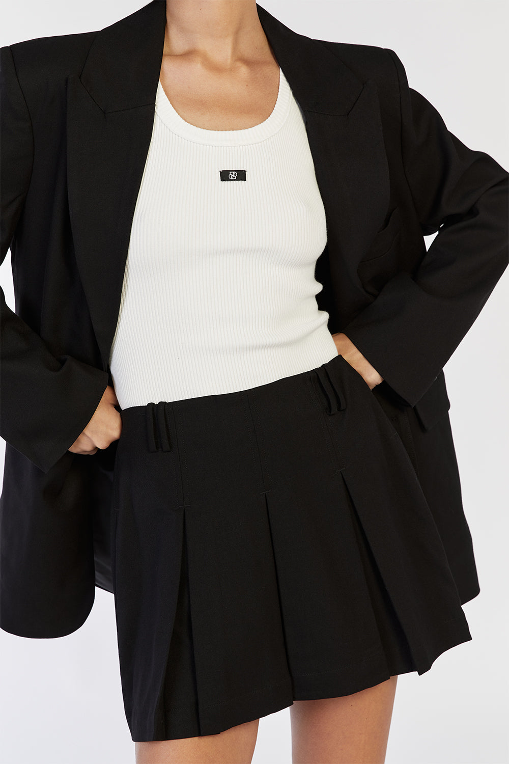 Bruna Black Pleated Mini Skirt with Invisible Zipper