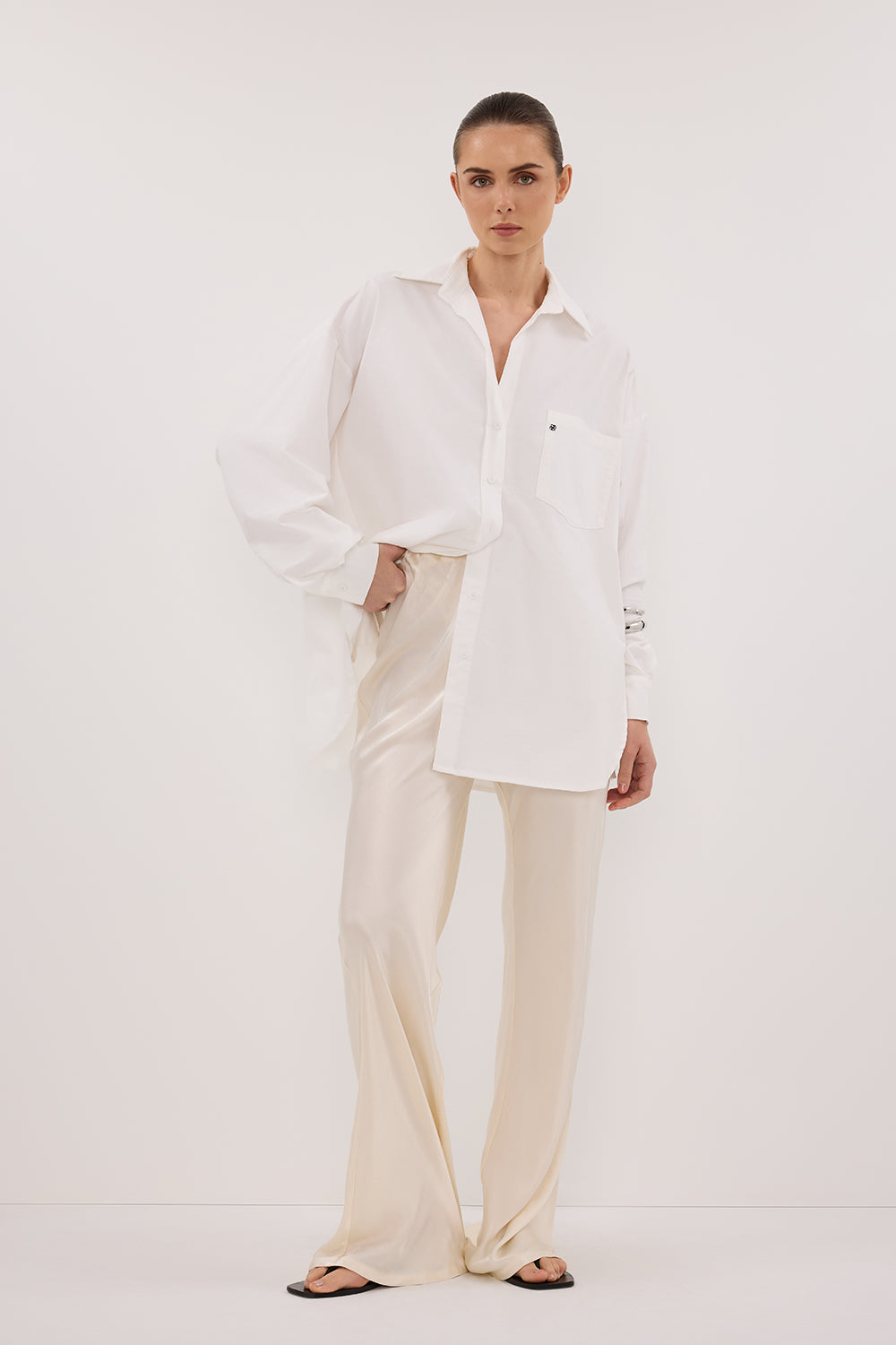 Nikki High Rise Satin Bias Cut Pant