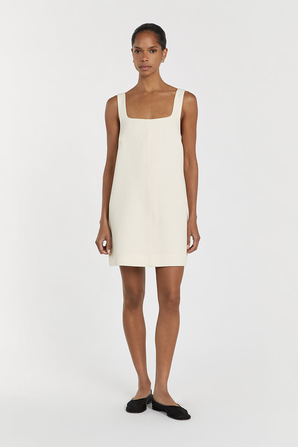 Rosa Cream Square Neck Shift Mini Dress - A-Line Layering Dress