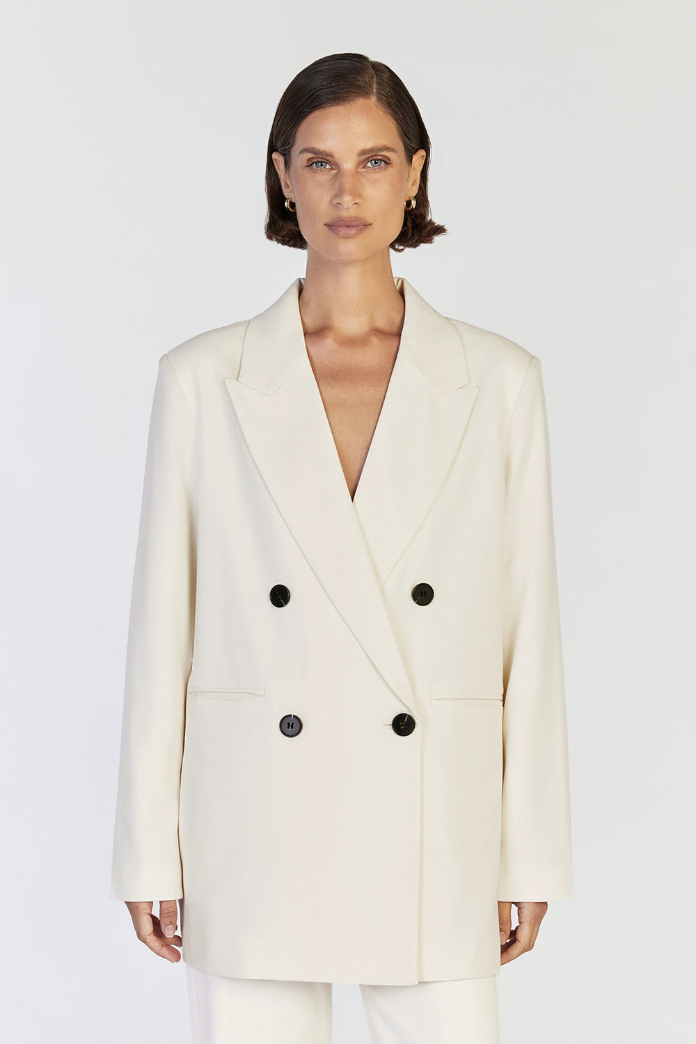 Beckham Oversized Cream Blazer with Marble Buttons