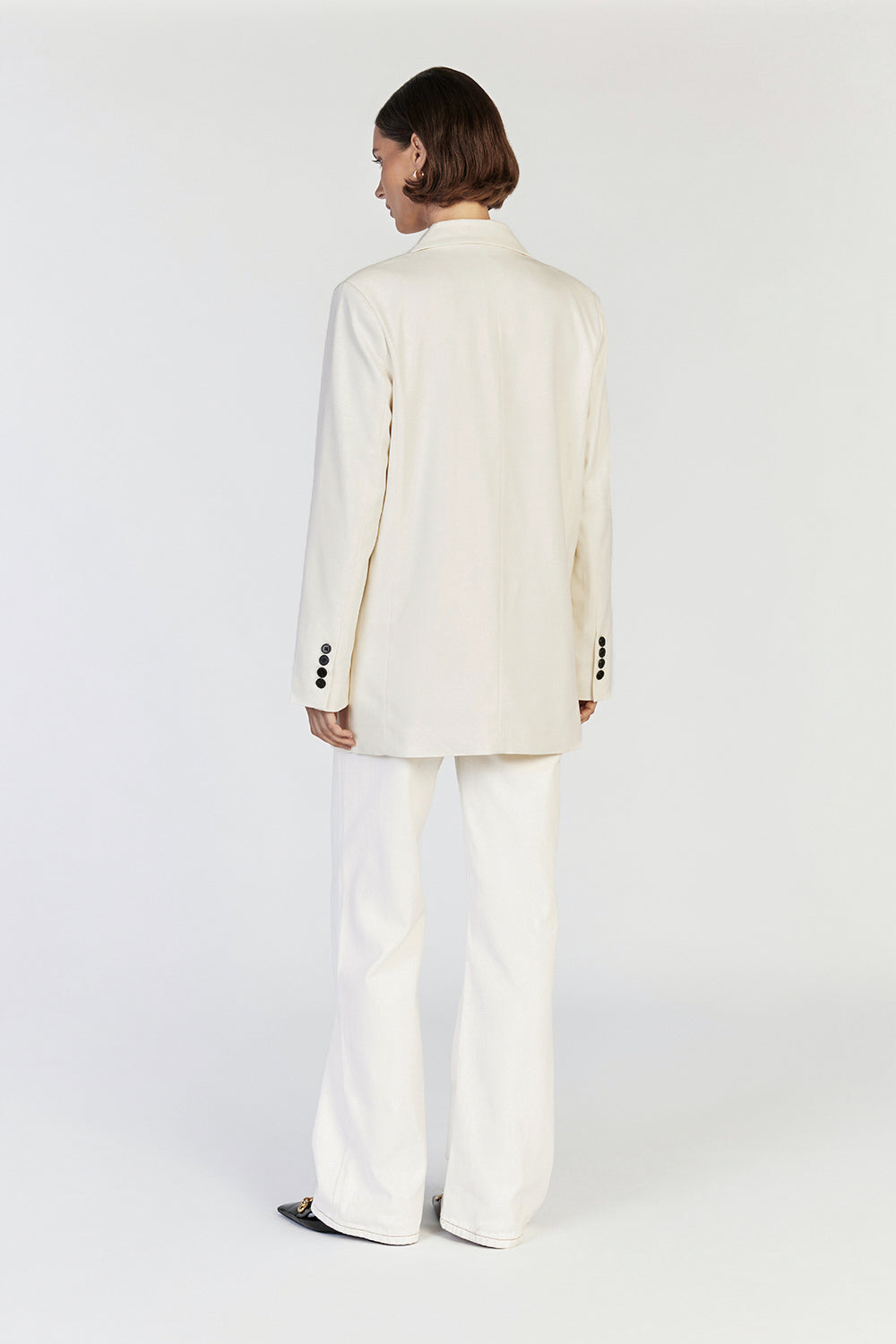 Beckham Oversized Cream Blazer with Marble Buttons