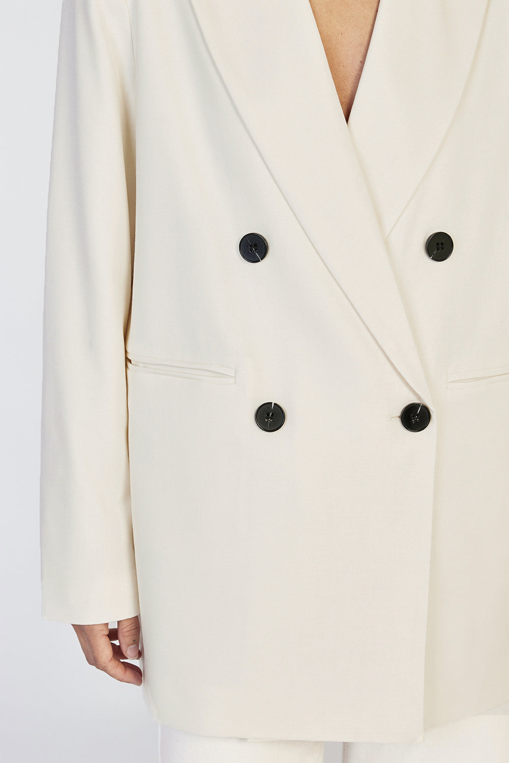 Beckham Oversized Cream Blazer with Marble Buttons