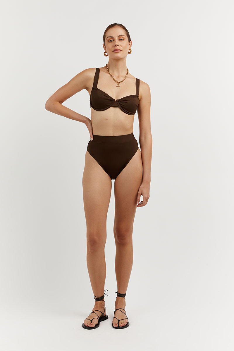 Amaya Chocolate Brown Recycled Swim Bralette Top