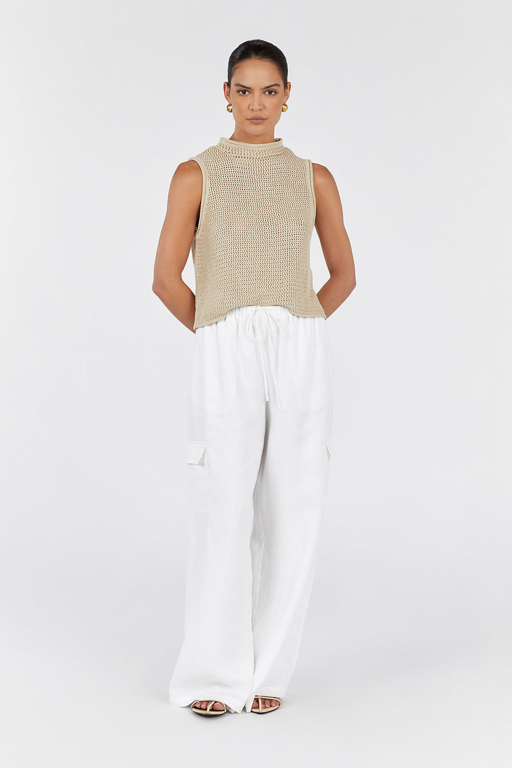 Zadie Cotton Crochet Tank Top - Lightweight Sleeveless Knit