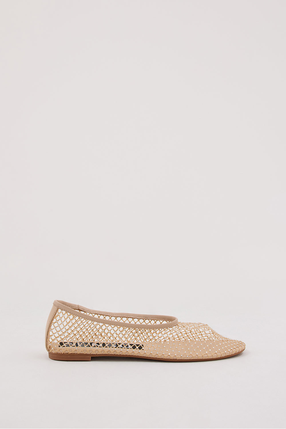 SENSO Clarissa Nude Mesh Ballet Flats with Crystal Embellishments