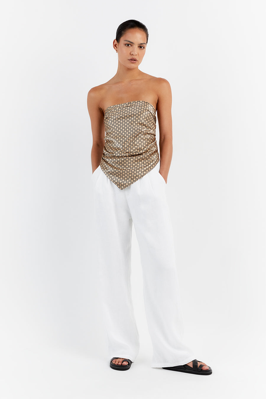Lou Swirl Satin Scarf Top - Lightweight Strapless Wrap Top