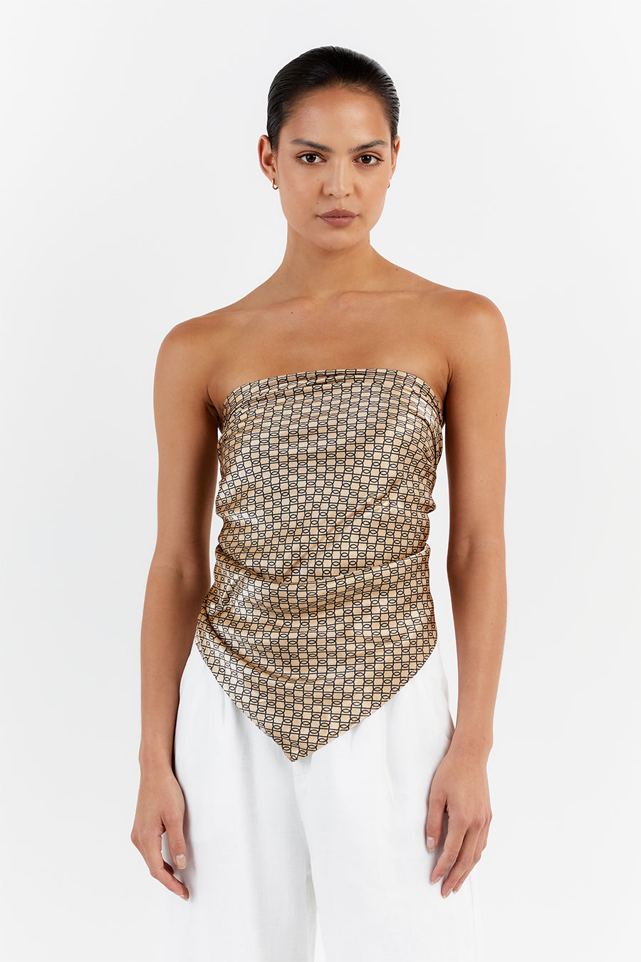 Lou Swirl Satin Scarf Top - Lightweight Strapless Wrap Top