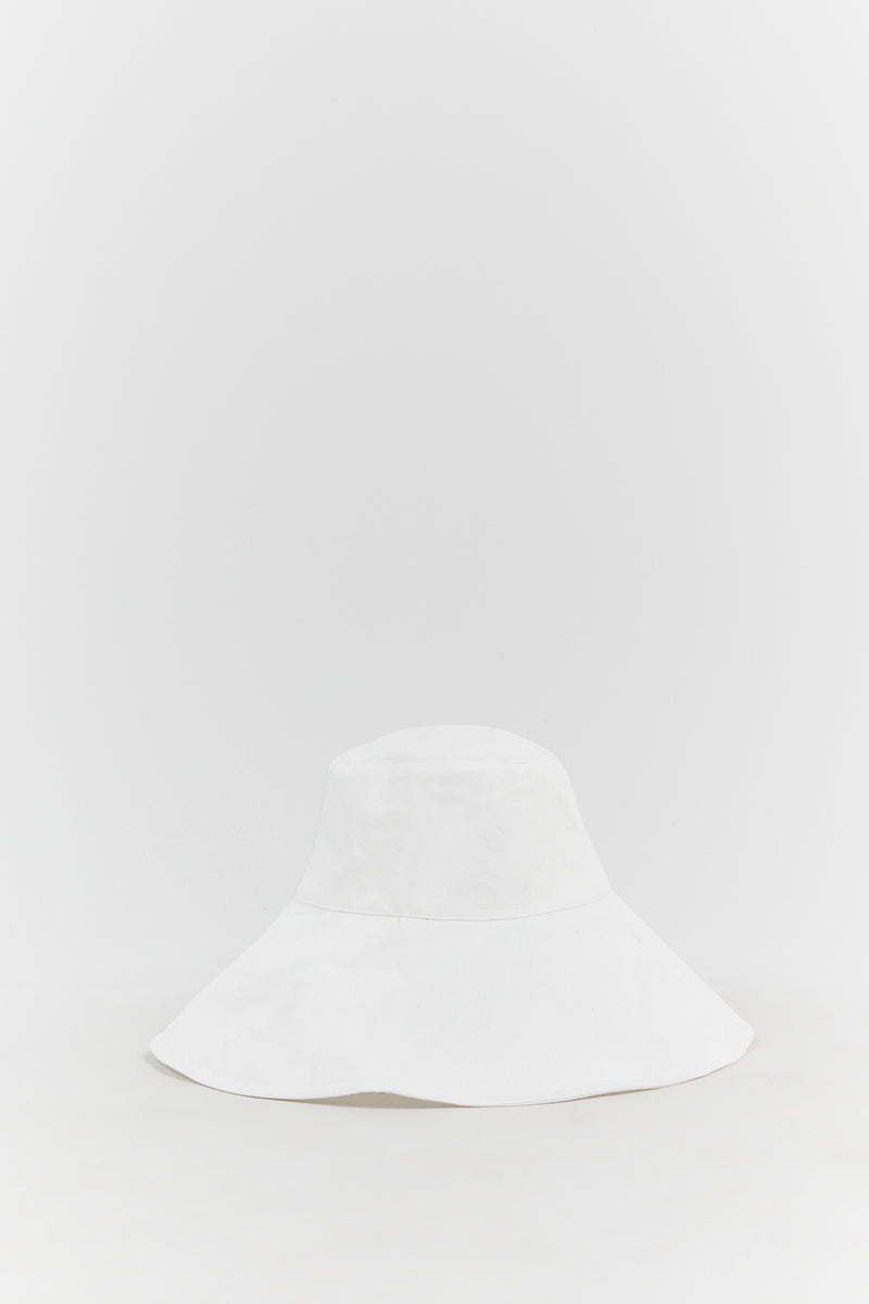 Diana White Linen Wide Brim Sun Hat