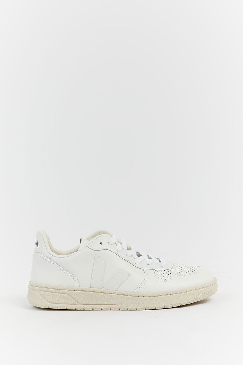 VEJA V-10 Leather Sneakers in Extra White | Lace-Up Platform Shoes