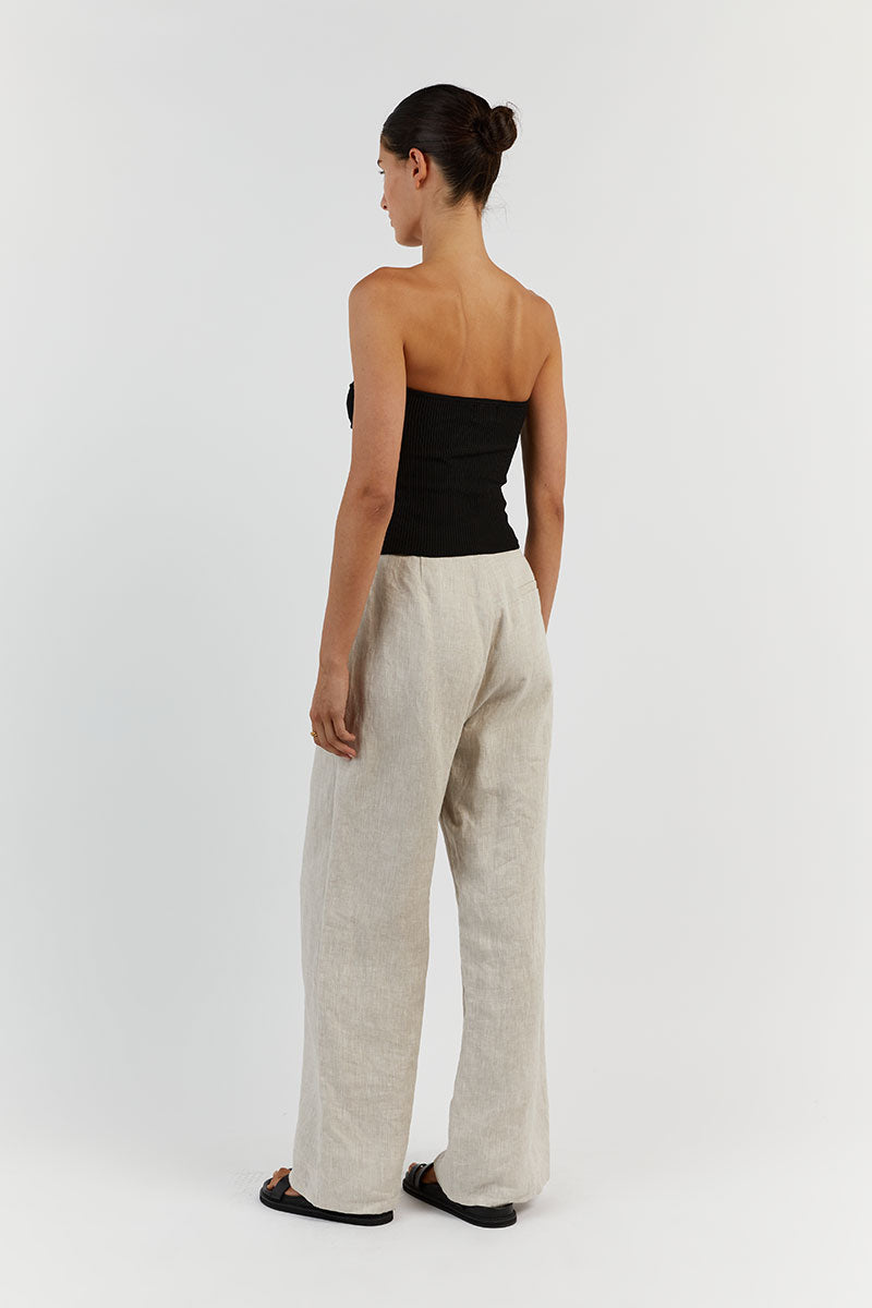 Anika Black Ribbed Strapless Crop Top with Twisted Knot Detail