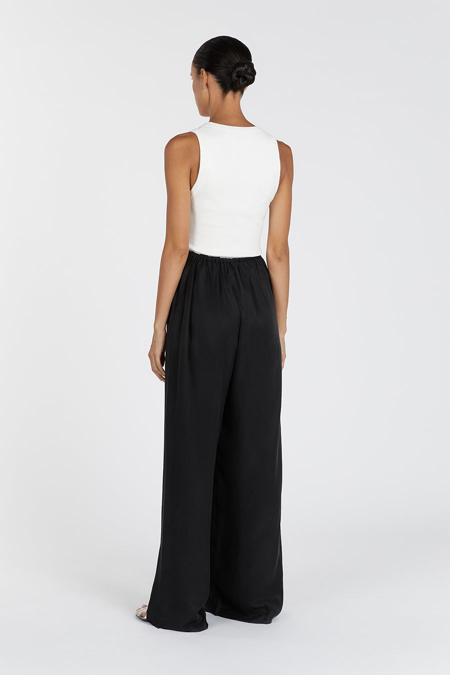 Kingston High Waist Cupro Wide Leg Pants - Relaxed Fit & Adjustable Drawstring