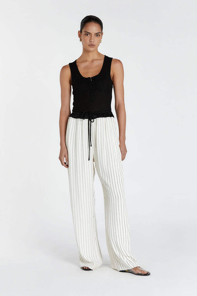 ACE Stripe Relaxed Pants with Elastic Waist & Pockets