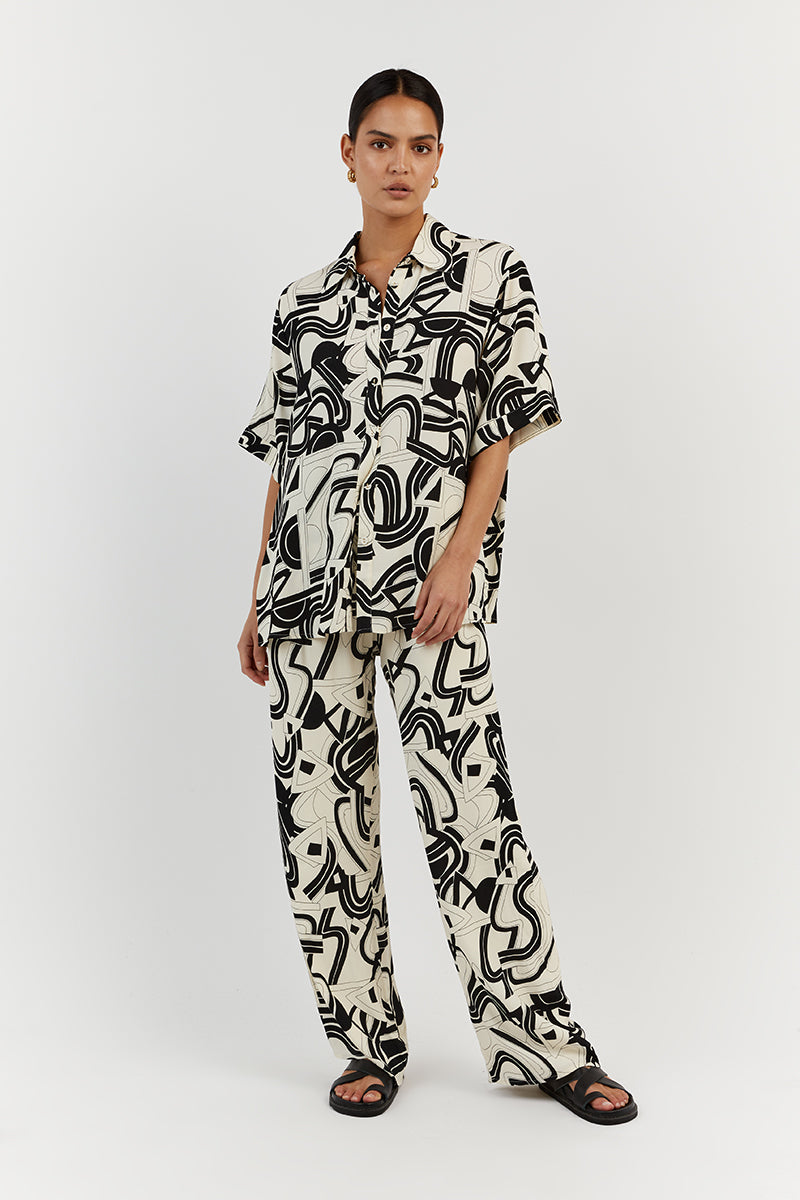 Layton Cream Oversized Vacation Shirt – Short Sleeve Button-Up