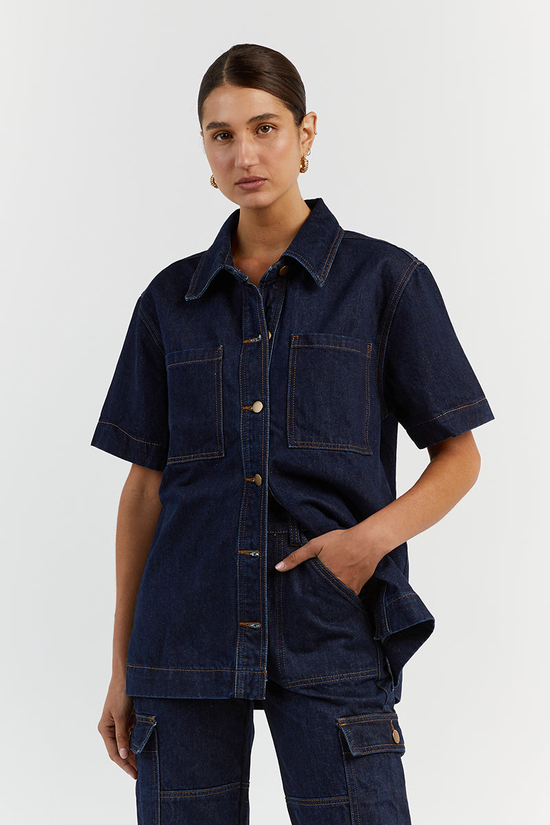 Piper Indigo Women's Denim Jacket - Cotton Collared with Patch Pockets