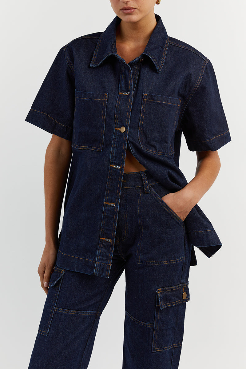 Piper Indigo Women's Denim Jacket - Cotton Collared with Patch Pockets
