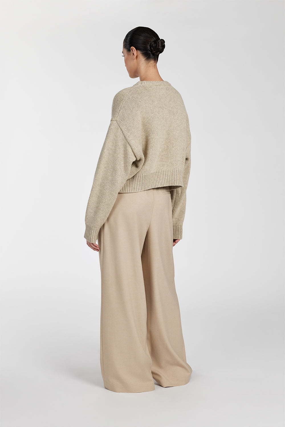 Oliver Pebble Marle Knit Sweater - Slouchy Cropped Jumper
