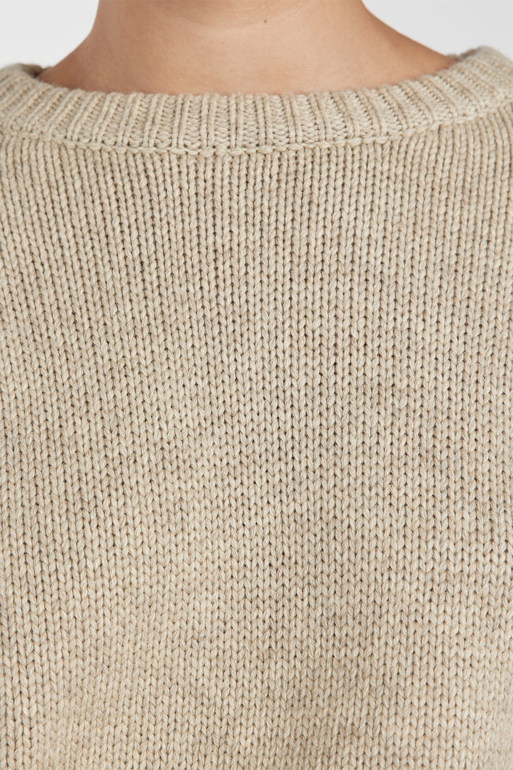 Oliver Pebble Marle Knit Sweater - Slouchy Cropped Jumper