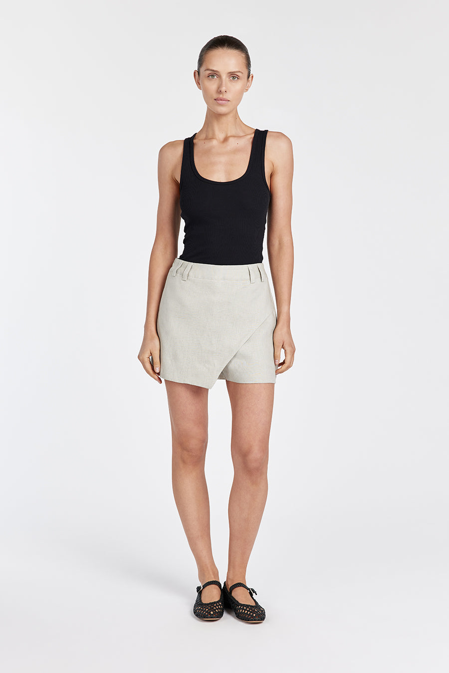 ASTER Linen Skort with Concealed Shorts – Chalk