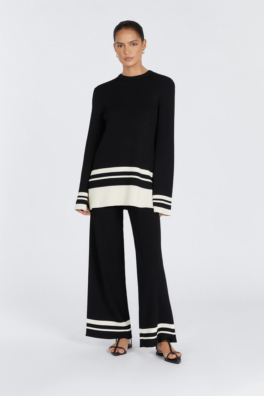 Madison Black Oversized Contrast Knit Jumper