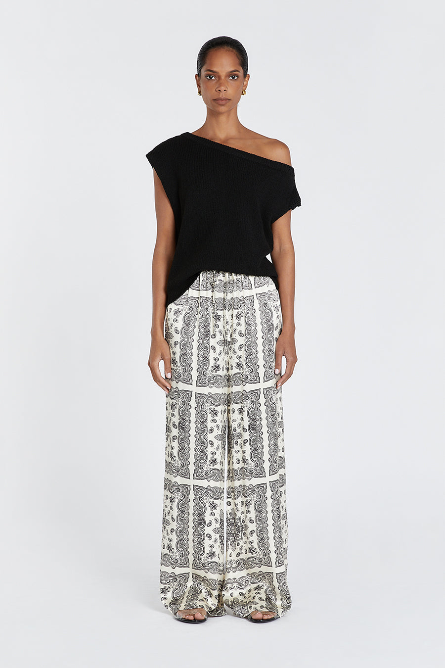 Adeline High Waist Satin Pants with Tie Detail