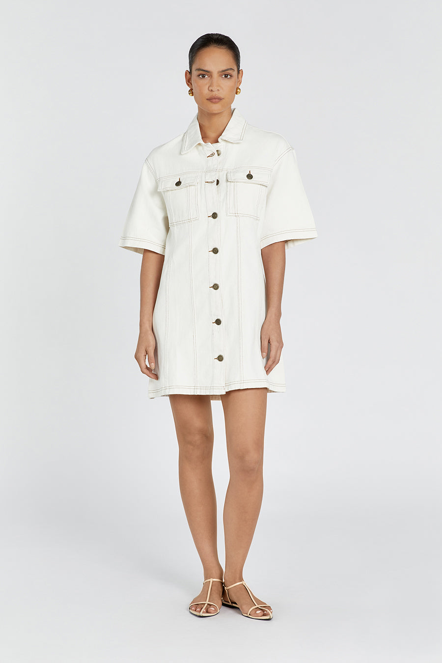 Alfred Denim Mini Dress with Adjustable Back & Pockets