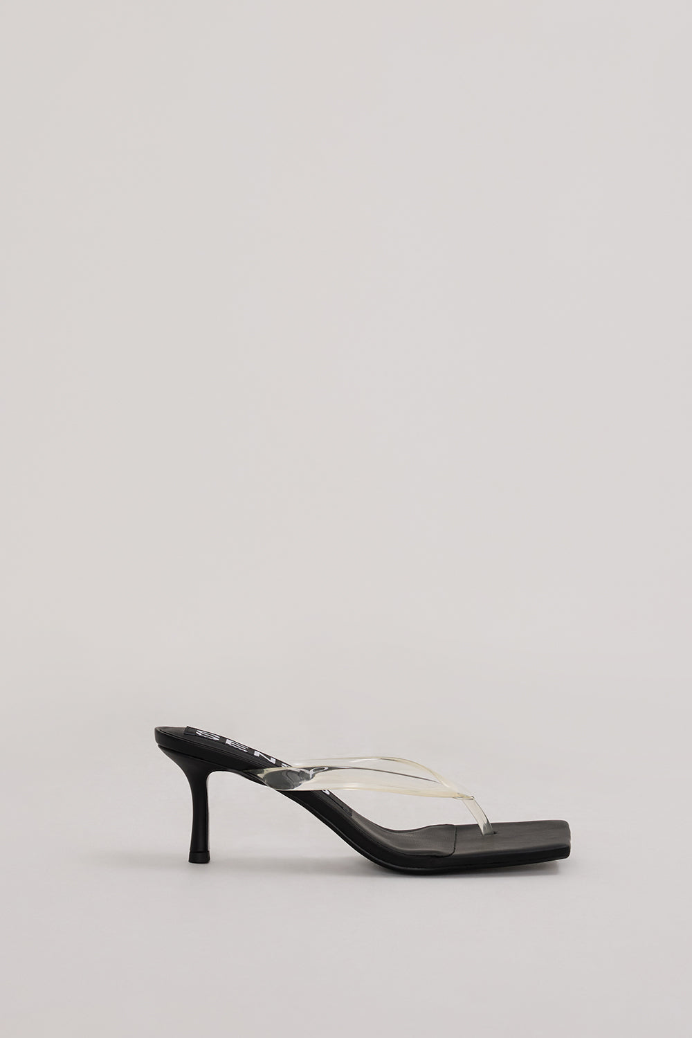 SENSO EBONY ENIGMA Square Toe Thong Heels - Matte Leather Y-Strap