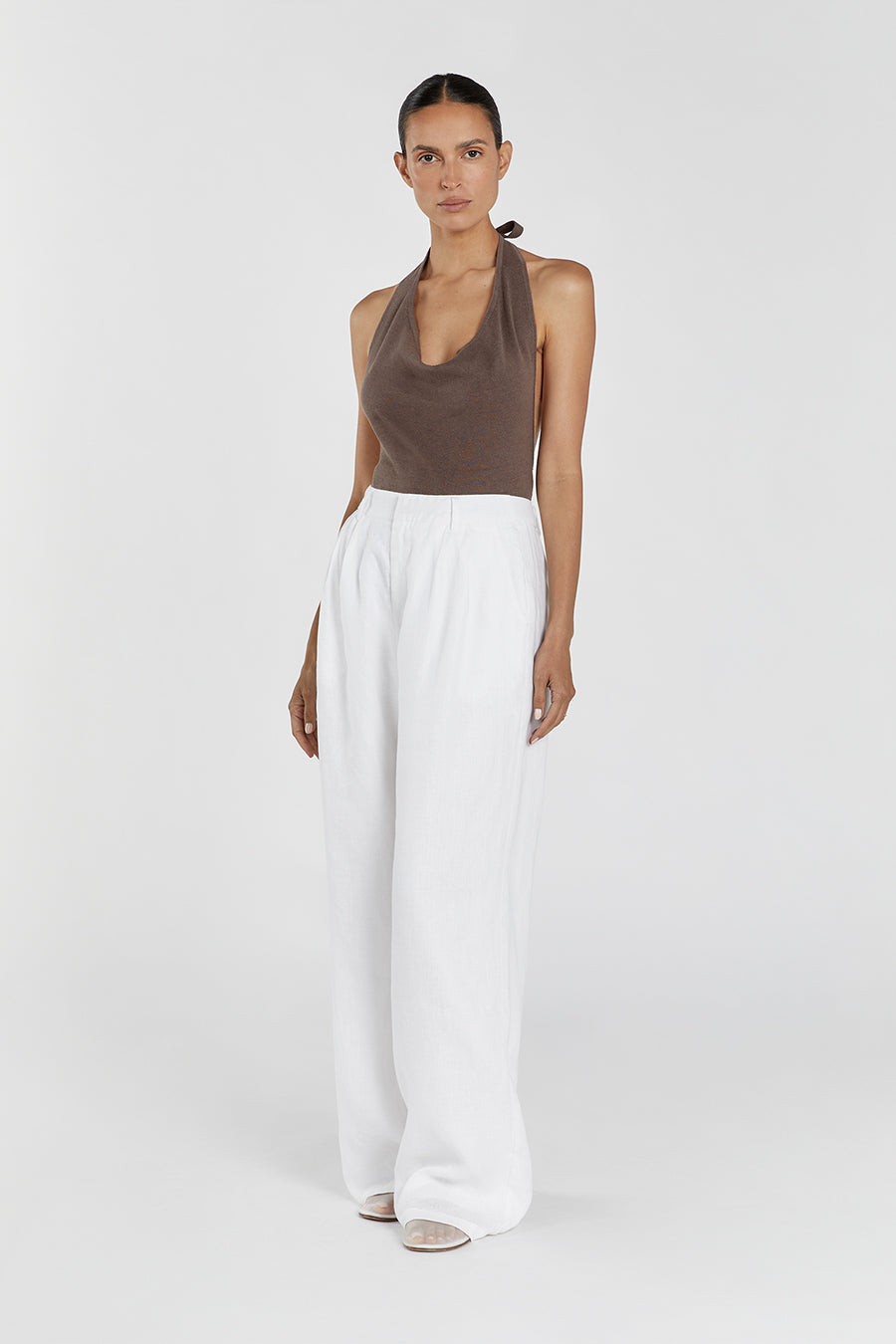 Alice Cowl Neck Halter Top - Stretchy Knit Sleeveless Blouse
