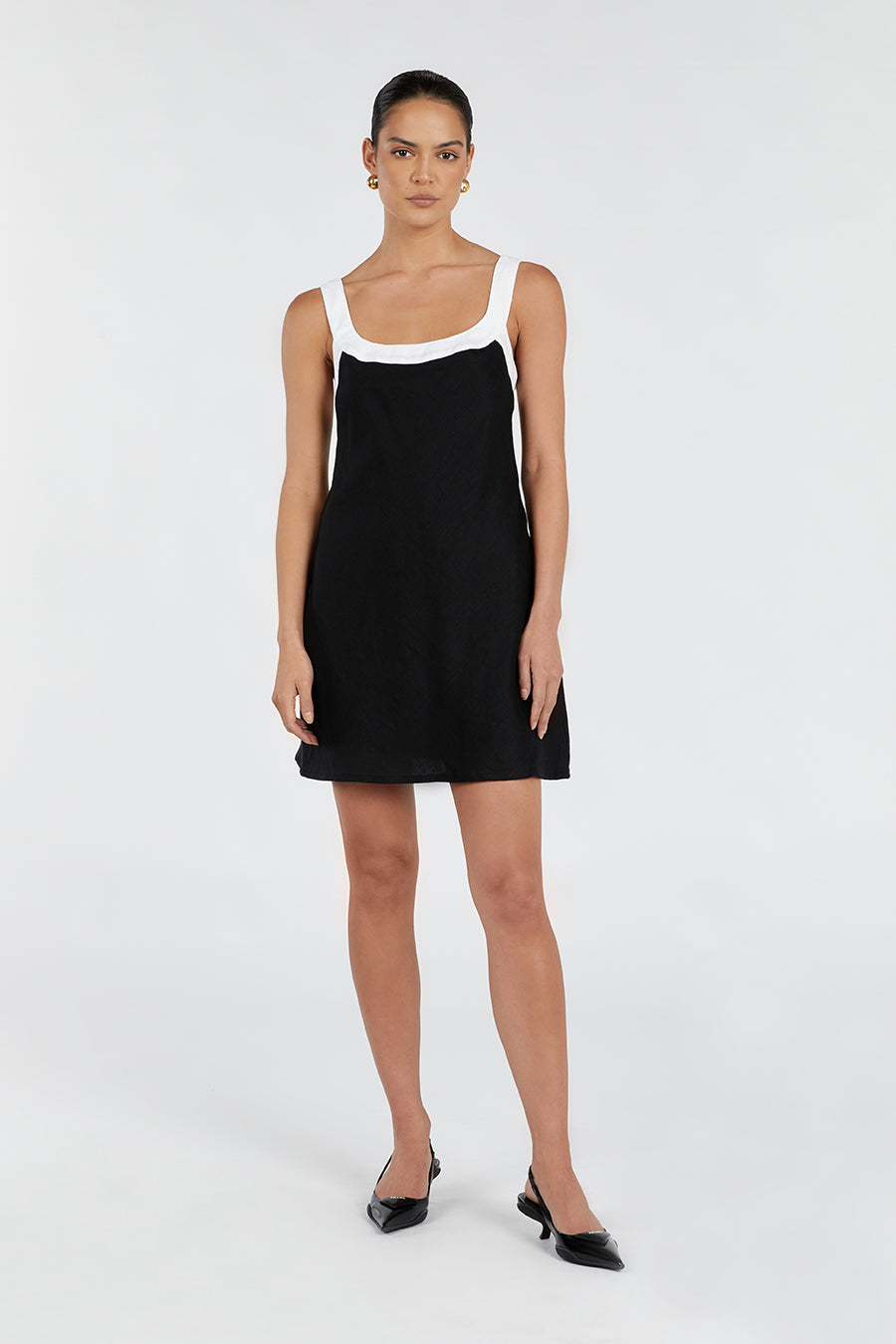 Carter Black Linen Mini Dress with Adjustable Straps