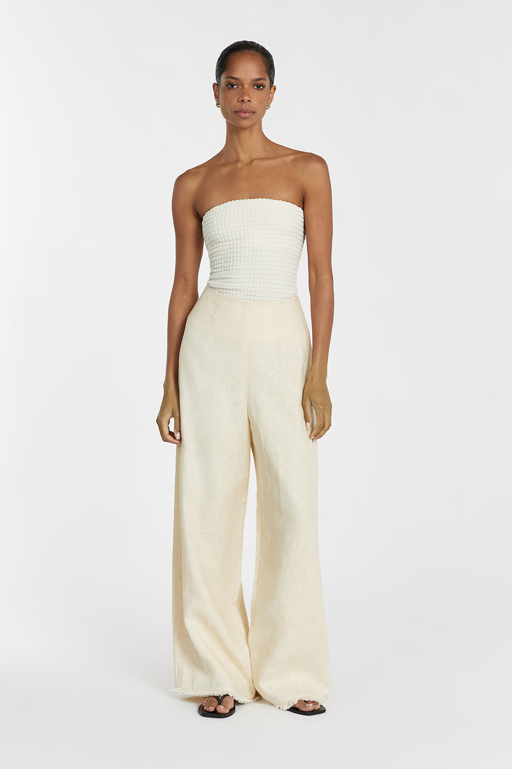 Alex Cream Stretchy Knit Bandeau Top with Built-In Support